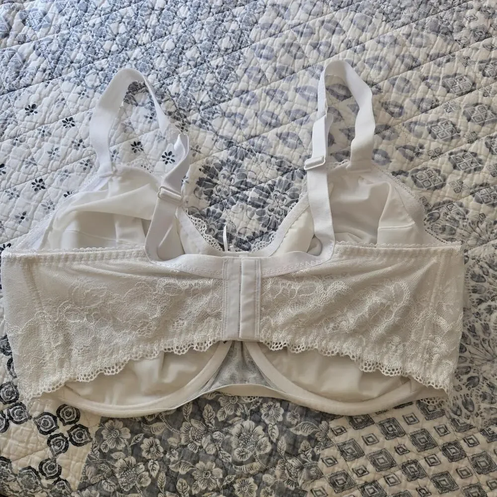 Amoena Amanda 42DDD White Floral Lace Underwired Full Coverage Mastectomy Bra